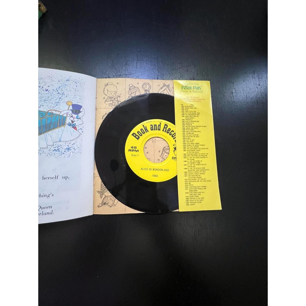 Peter Pan Records‎ Alice in Wonderland Book and Record Multi Color Vintage OS